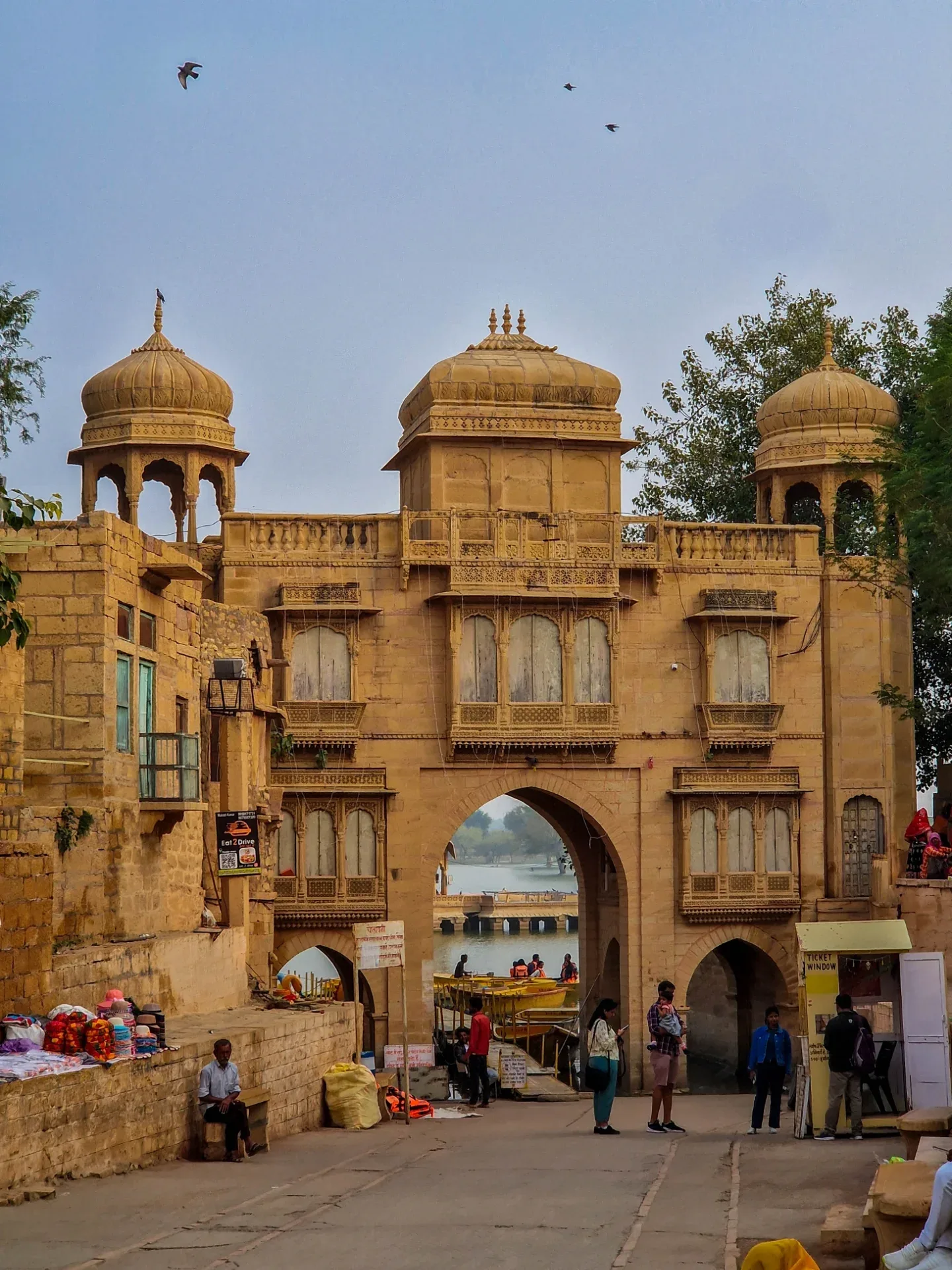 Scenic golden hour light and peaceful open landscape in Jaisalmer