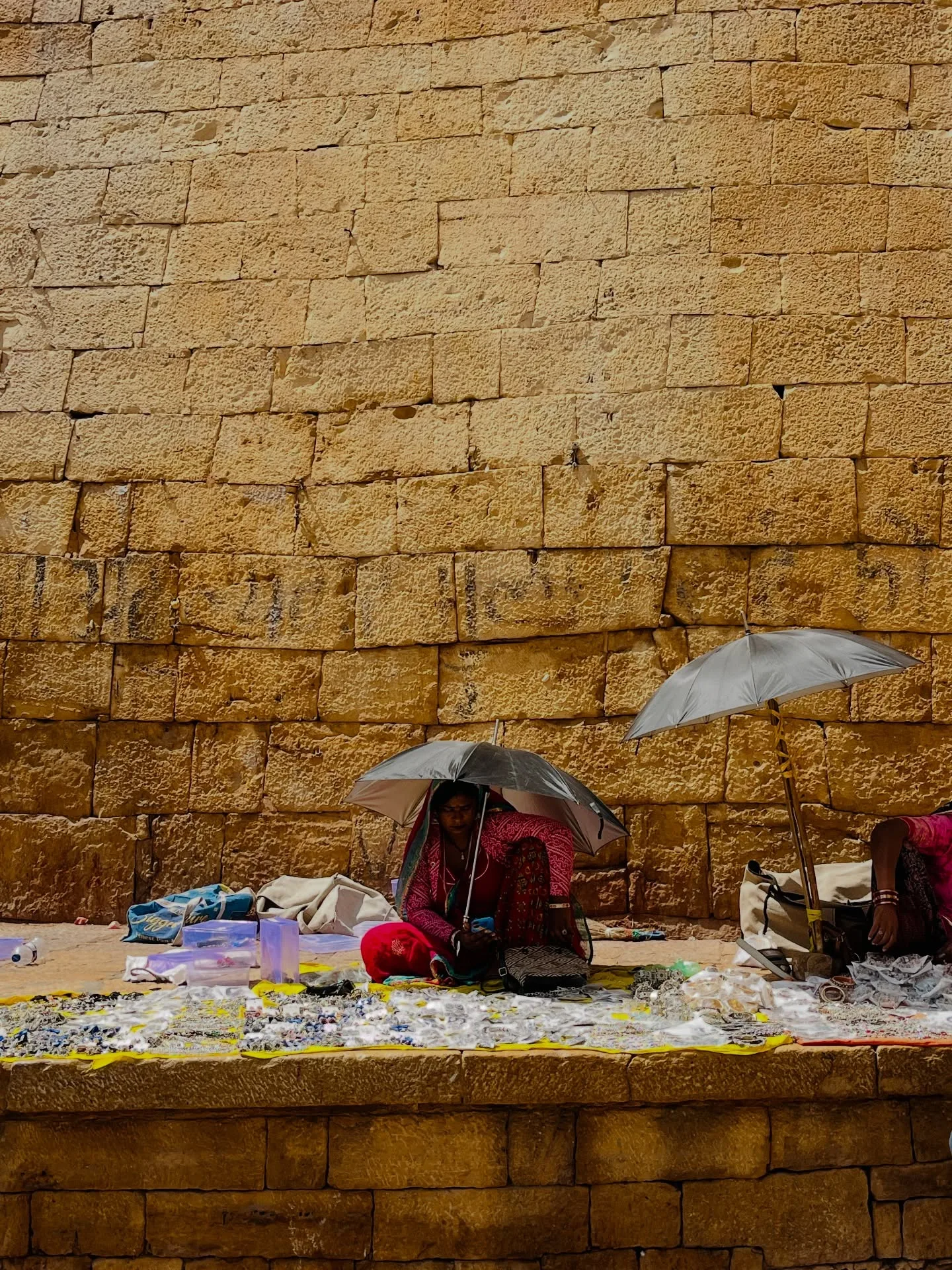 Traditional yellow sandstone facade and courtyards in Jaisalmer