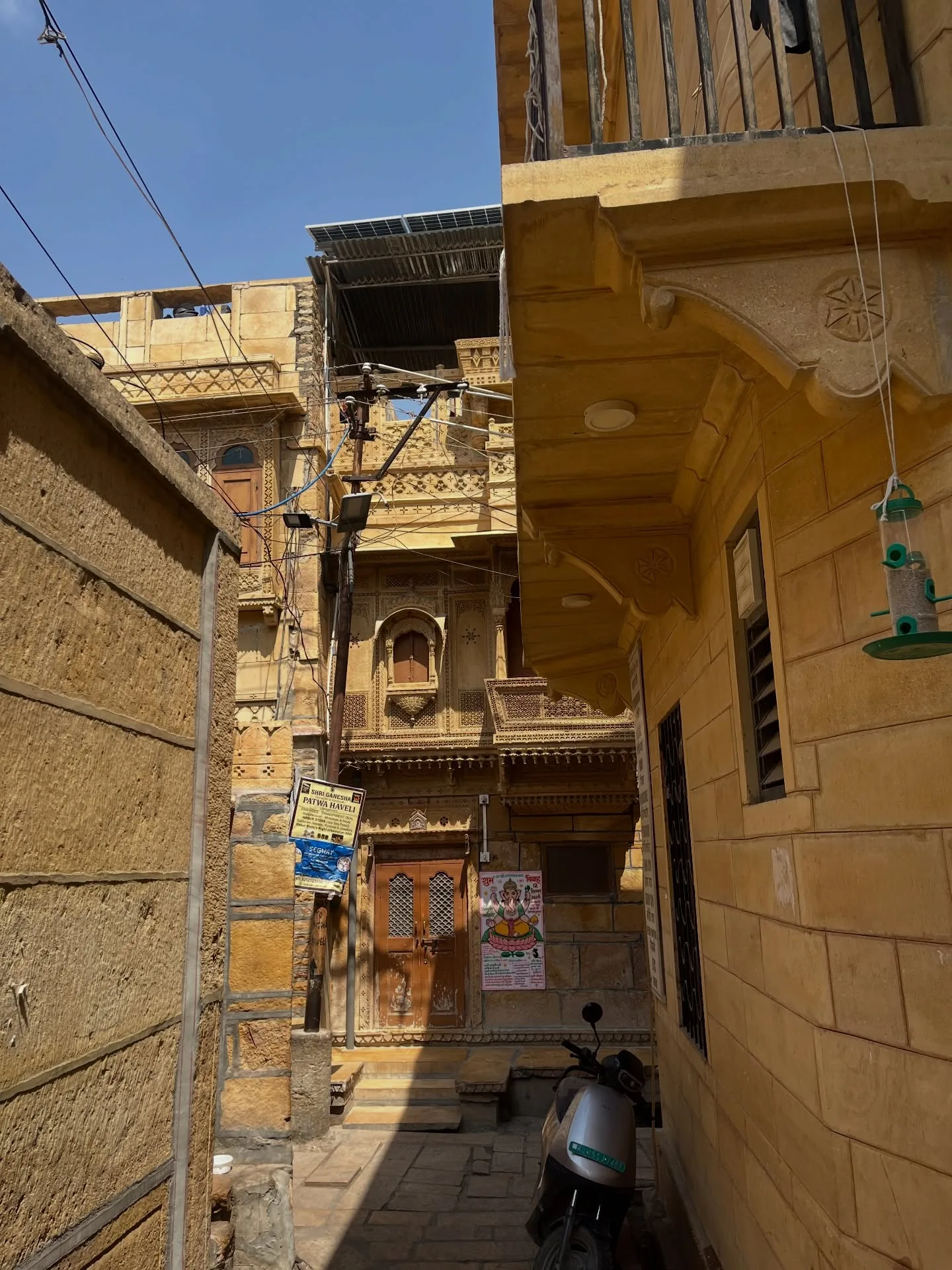 Intricately carved yellow sandstone temple archways near Jaisalmer