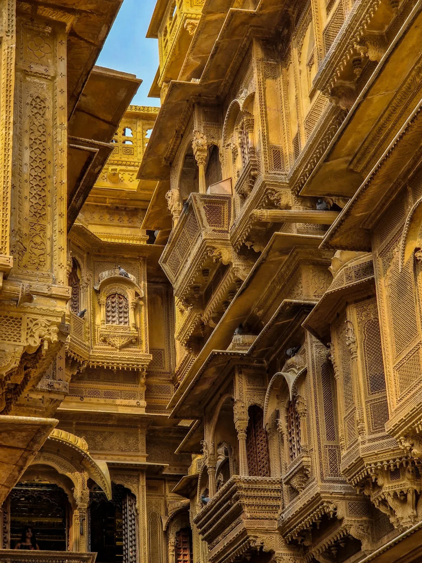 Historic haveli courtyard and carved sandstone brackets